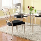 Angelina Dining Table Round Glass 5Pc Set by Chintaly