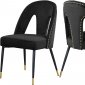 Akoya Dining Chair 794 Set of 2 Black Velvet Fabric by Meridian