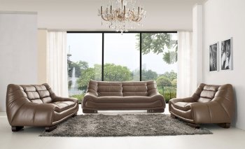 6073 Sofa in Brown Leather by ESF w/Optional Loveseat & Chair [EFS-6073]