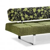 Modern Convertible Sofa Bed in Olive Microfiber with Mobile Back