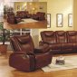 Brown Leather Living Room Set With Recliner Seats