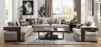 Niamey Sofa 54850 in Beige Fabric & Cherry by Acme w/Options [AMS-54850-Niamey]