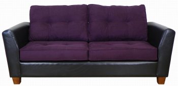 Eggplant Fabric Modern Sofa & Loveseat Set w/Options [PMS-4700-Eggplant]