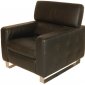 Black Top Grain Leather Modern Chair w/Adjustable Back