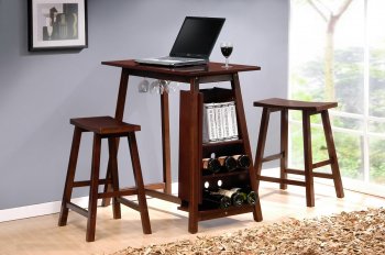 Espresso Finish Classic Minibar Table w/Two Barstools [NSBF-515001]