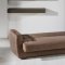 Elegant Truffle Microfiber Living Room with Storage Sleeper Sofa