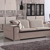 Beige & Chocolate Fabric Modern Sectional Sofa