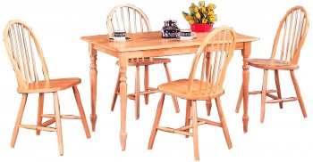 Natural Finish Classic 5Pc Dinette Set w/Rectangle Leg Table [CRDS-4347]