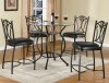 Glass Top & Black Metal Base 5Pc Counter Height Dining Set