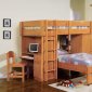 Honey Oak Finish Kid's Bunk Bed With Workstation