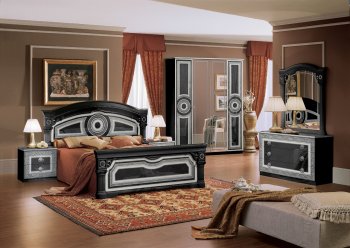 Aida Black with Silver Tone Bedroom Set by ESF [EFBS-Aida Black Silver]