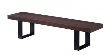 Block Bench in Dark Walnut by J&M w/Black Steel Legs [JMBN-Block Dark Walnut]