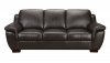 Black Full Italian Leather Classic 4Pc Sofa Set w/Wooden Legs