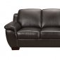 Black Full Italian Leather Classic 4Pc Sofa Set w/Wooden Legs