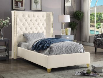 Soho White Bonded Leather Bed by Meridian w/Options [MRB-Soho White]