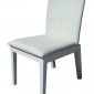 White Leatherette Set of 4 Modern Dining Chairs w/Wooden Legs