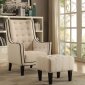 Ophelia Set of Accent Chair & Ottoman 59632 in Cream Linen