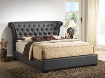 G2525 Upholstered Bed in Dark Brown Leatherette by Glory [GYB-G2525]