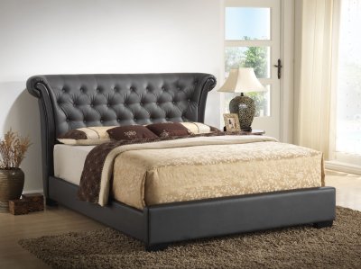 G2525 Upholstered Bed in Dark Brown Leatherette by Glory