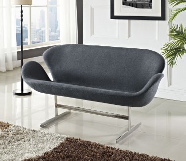 Wing Loveseat in Dark Gray Fabric by Modway