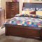 Warm Espresso Finish Contemporary Leather Headboard Bed