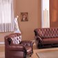 Dark Brown Bonded Leather Living Room w/Button-Tufted Backs