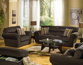 Chocolate Fabric Transitional Sofa & Loveseat Set w/Options [JFS-4366 Mesa Chocolate]