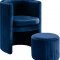 Selena Accent Chair & Ottoman 555 in Navy Velvet by Meridian