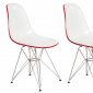 Cresco Set of 4 Dining Chairs CR19WR in White & Red - LeisureMod