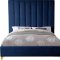 Via Upholstered Bed in Navy Velvet Fabric by Meridian