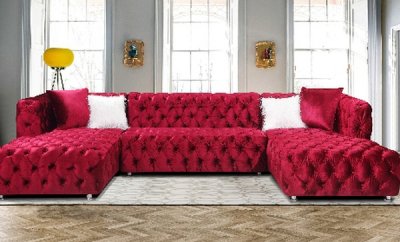 LCL-011 Sectional Sofa in Red Velvet