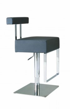 Black Vinyl Seat Set of 2 Swivel Barstool w/Stainless Steel Base [CYBA-0812-Black]