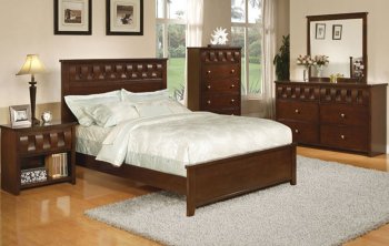 Dark Brown Finish Modern Bed w/Optional Case Goods [PXBS-F9180]