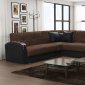 Samantha Sectional Sofa Bed in Brown Fabric by Skyler Design