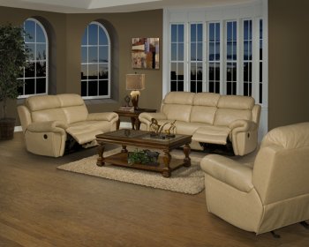 Wheat Leather Traditional Motion Sofa & Loveseat Set w/Options [PLS-APOLLO]