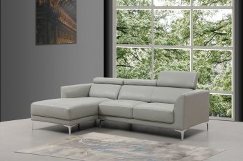 Slate Sectional Sofa in Smoke Grey Leather by Beverly Hills [BHSS-Slate Smoke]