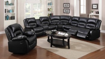 9241 Reclining Sectional Sofa in Black Bonded Leather w/Options [EGSS-9241]