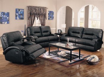 Black Bonded Leather Motion Living Room Sofa w/Options [CRS-600501]