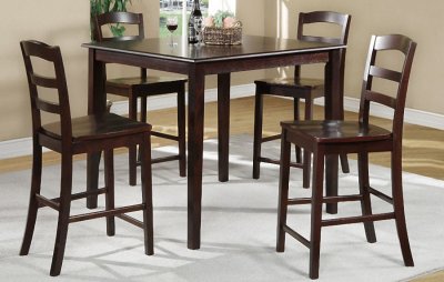 Dark Cappuccino 5Pc Counter Height Contemporary Dinette Set