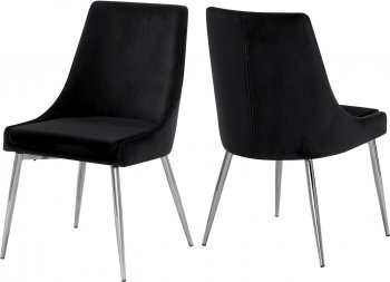 Karina Dining Chair 784 Set of 2 Black Velvet Fabric by Meridian [MRDC-784 Karina Navy]