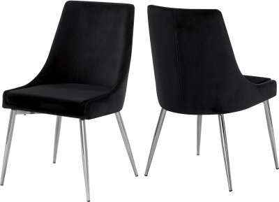 Karina Dining Chair 784 Set of 2 Black Velvet Fabric by Meridian