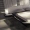 Black Gloss Finish Modern Platform Bed w/White Headboard