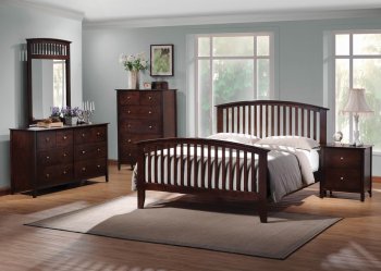 Rich Merlot Finish Transitional 5Pc Bedroom Set w/Queen Size Bed [WDBS-20108]