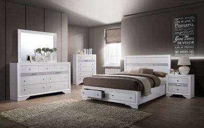 Chrissy 5Pc Bedroom Set CM7552 in White w/Options