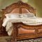 Natural Wood Finish Elegant Traditional Bedroom W/Hand Carvings