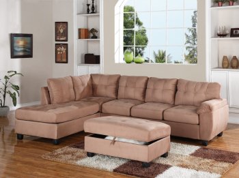 G904B Sectional Sofa w/Ottoman in Saddle Fabric by Glory [GYSS-G904B Saddle]