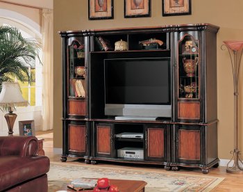 Two-Tone Classic Wall Unit w/Curved Glass Piers [CRTV-380-700261]