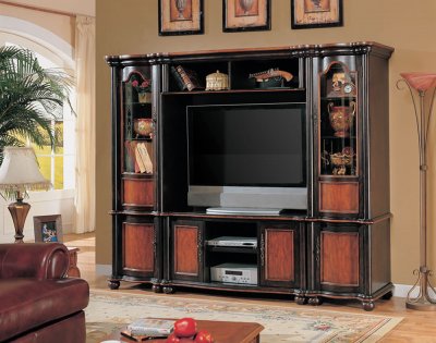 Two-Tone Classic Wall Unit w/Curved Glass Piers