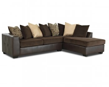 Chocolate Velvet Stylish Modern Sectional w/Leatherette Base [MCSS-Scotland]