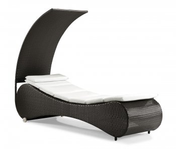 Black Weave Modern Outdoor Bathing Chaise w/White Cushion [ZOUT-Palm-701181]